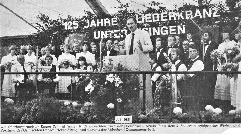 125 J Liederkranz mit OB Schmid, Juli 86